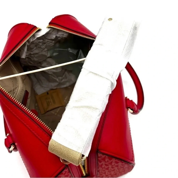 Michael Kors Medium Duffle Satchel Crossbody Bag & Large Double Zip Wallet Red - Picture 10 of 15